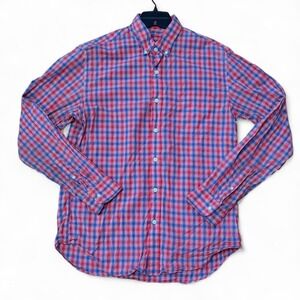 J.Crew Men M Button Down Shirt Red Plaid Lightweight Preppy Classic Everyday Y2K